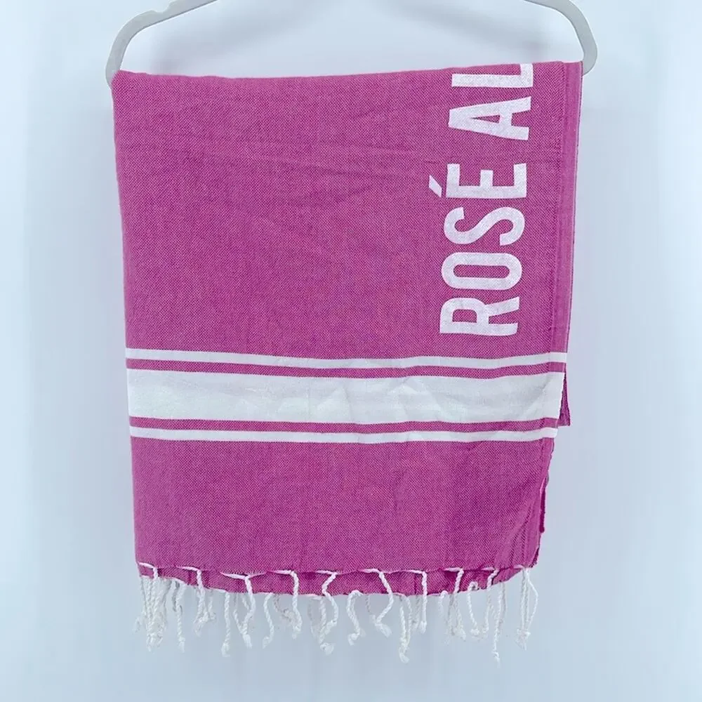 Bujibaja Rose’ All Day printed fringe hem Turkish beach bath towel